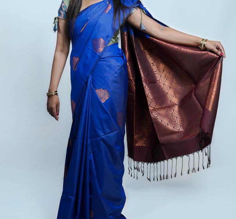 Royal Blue Color Handloom Silk Saree
