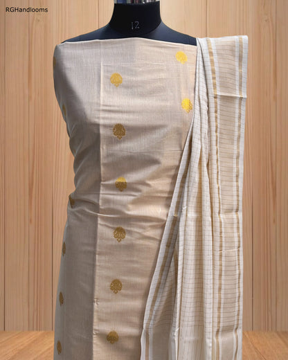 Golden Churidar Material with Elegant Design & Golden Border