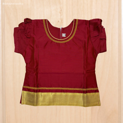 Red colour Kids Frock with peacock design
