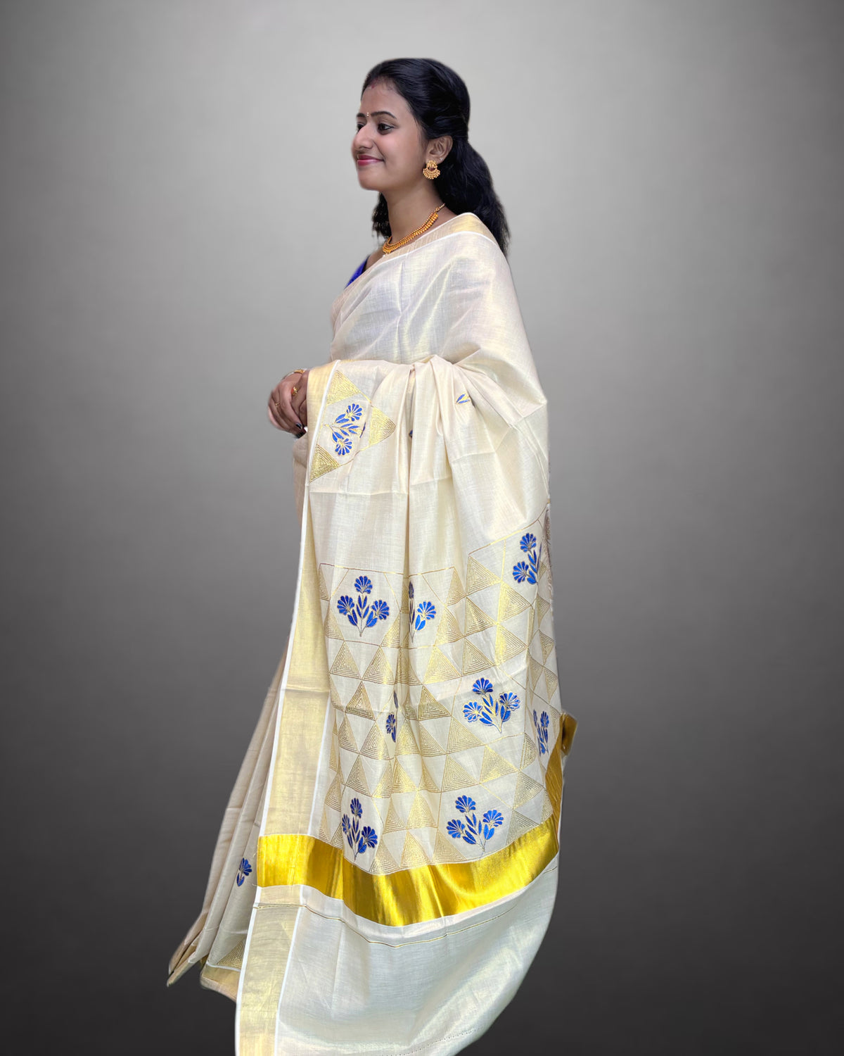 Golden Tissue Saree Embroidery Work Design