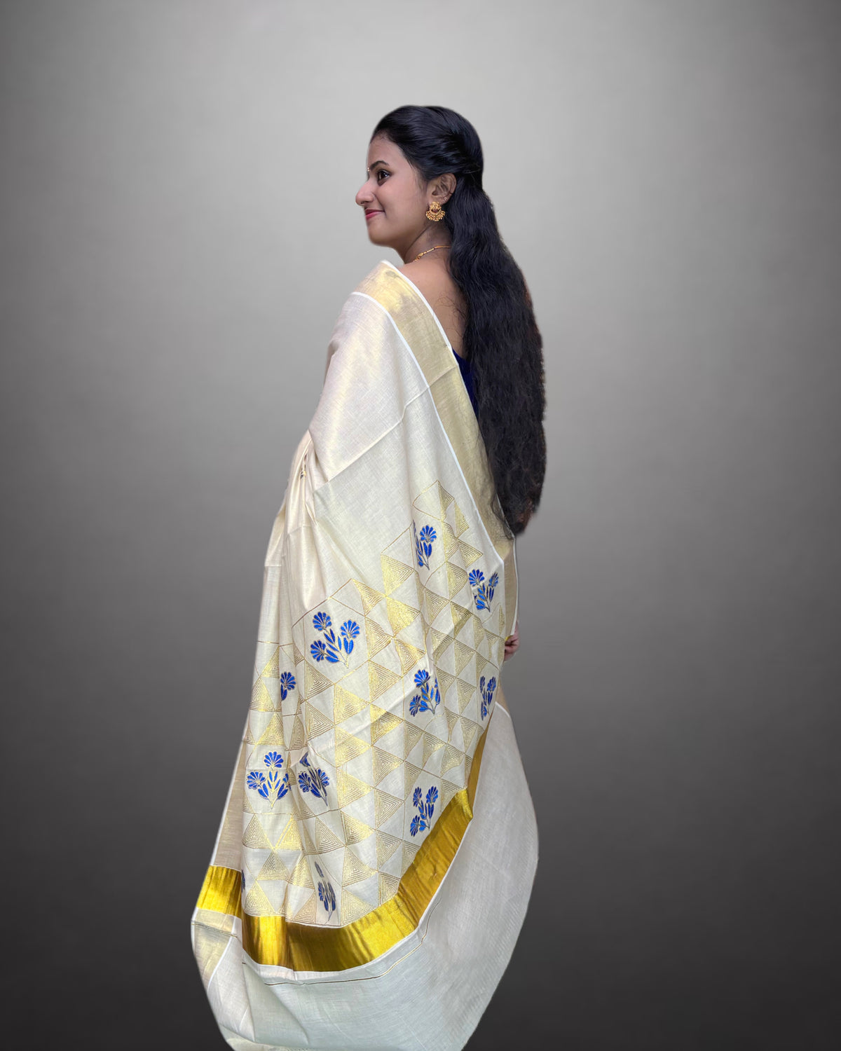 Golden Tissue Saree Embroidery Work Design