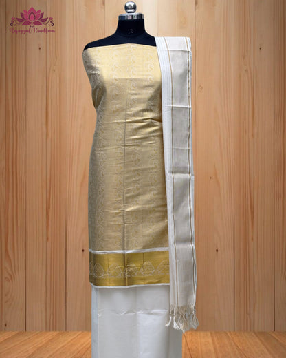 Churidar Material Peacock Design and a luxurious Golden Border